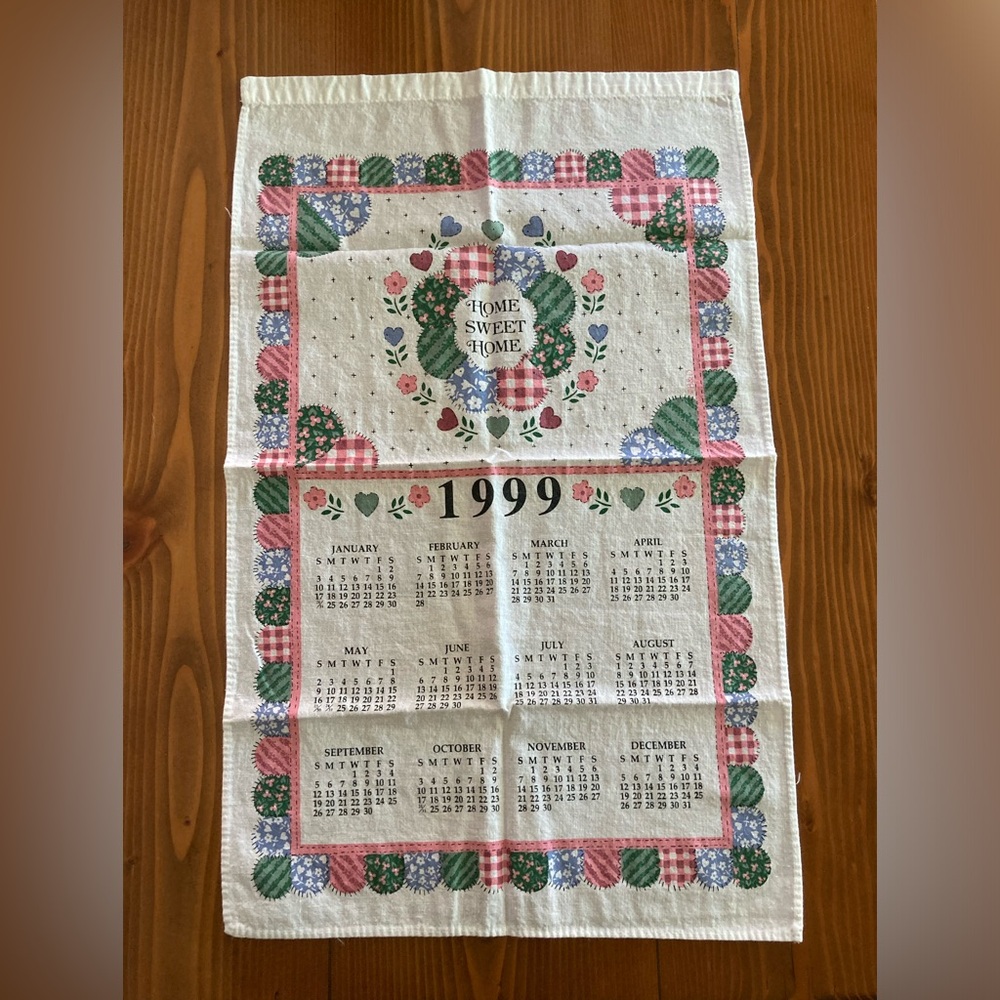 1999 calendar tea towel.